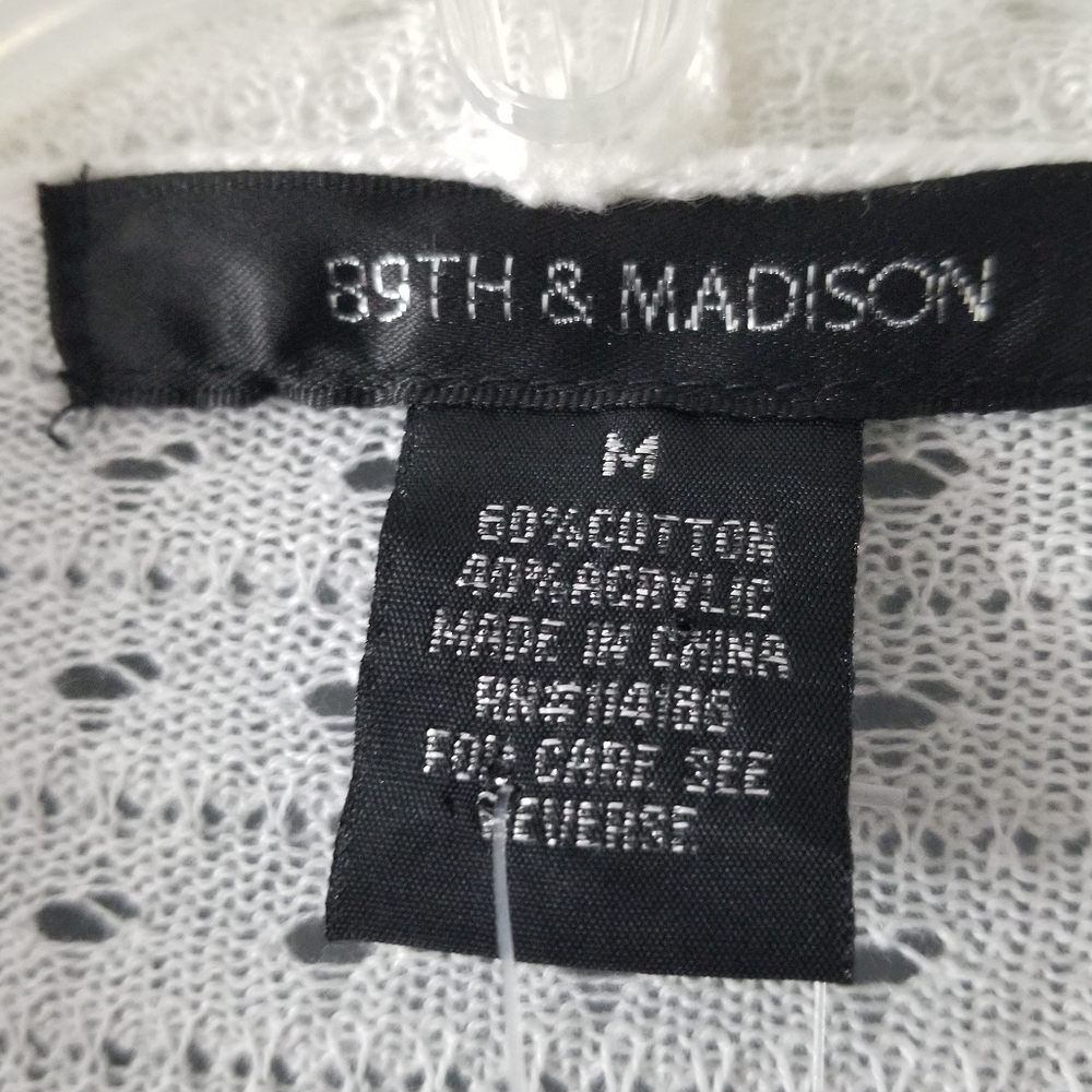 39th & Madison Womens White Knit Open Front Cartigan Sweater Size Medium - Picture 4 of 8
